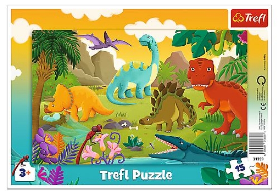 Imagine PUZZLE TREFL 15 CU CADRU DINOZAURI