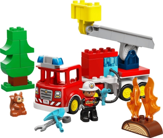 Imagine LEGO DUPLO CAMION DE POMPIERI CU FURTUN SI POMPIER 10473