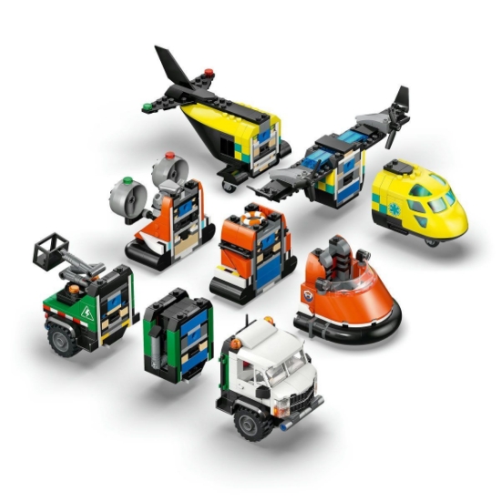 Imagine LEGO CITY AVION AUTOSPECIALA DE SERVICE SI AEROGLISOR IN VERSIUNI ADAPTATE 60505