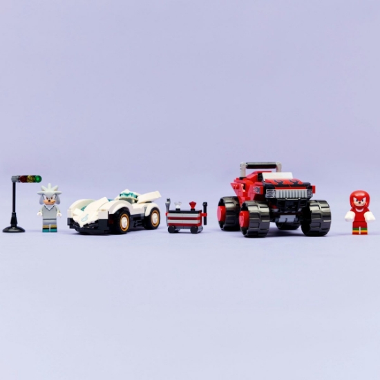 Imagine LEGO SONIC MASINA LUI SILVER VS CAMIONUL GIGANT AL LUI KNUCKLES 77118