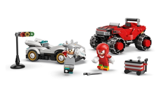 Imagine LEGO SONIC MASINA LUI SILVER VS CAMIONUL GIGANT AL LUI KNUCKLES 77118