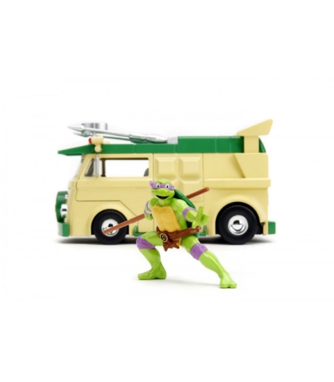 Imagine JADA TESTOASELE NINJA SET METALIC FIGURINA DONATELLO SI VAGONUL DE PETRECERE SCARA 1 LA 24