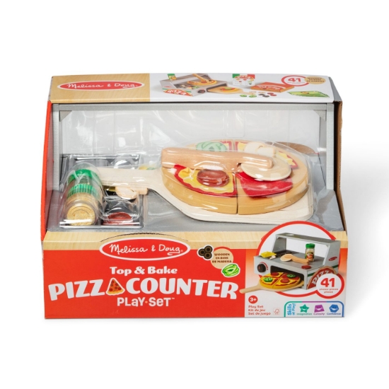 Imagine MELISSA AND DOUG TOP AND BAKE SET DE JOACA MASA DE FACUT PIZZA DIN LEMN