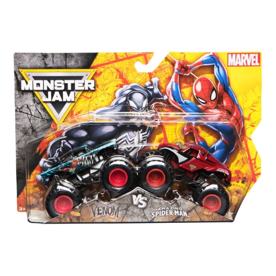 Imagine  MONSTER JAM SET 2 MASINUTE METALICE VENOM VS THE AMAZING SPIDERMAN SCARA 1 LA 65