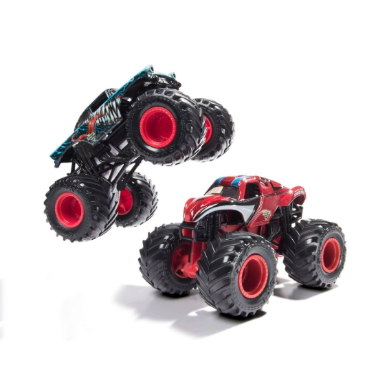 Imagine  MONSTER JAM SET 2 MASINUTE METALICE VENOM VS THE AMAZING SPIDERMAN SCARA 1 LA 65