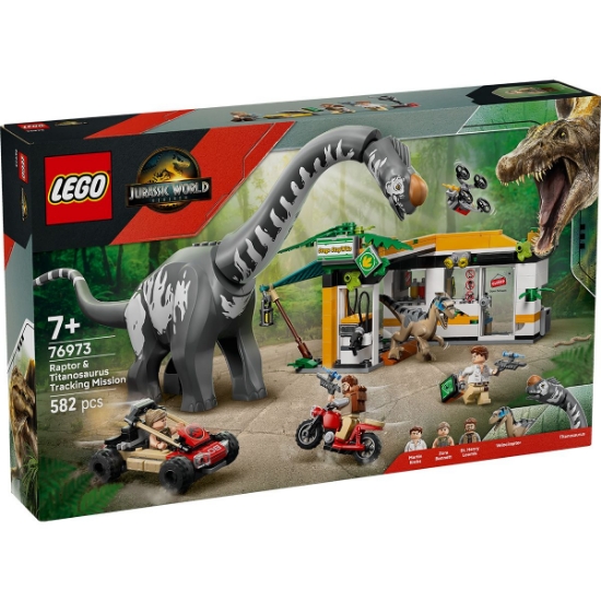 Imagine LEGO JURASSIC WORLD RENASTEREA MISIUNE DE URMARIRE A UNUI VELOCIRAPTOR SI A UNUI TITANOSAURUS 76973 