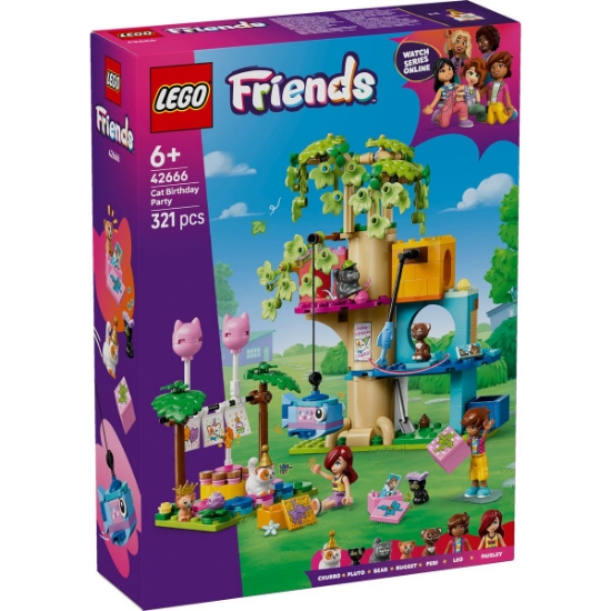 Imagine LEGO FRIENDS PETRECERE DE ZIUA DE NASTERE A PISICII SI CASUTA IN COPAC 42666 