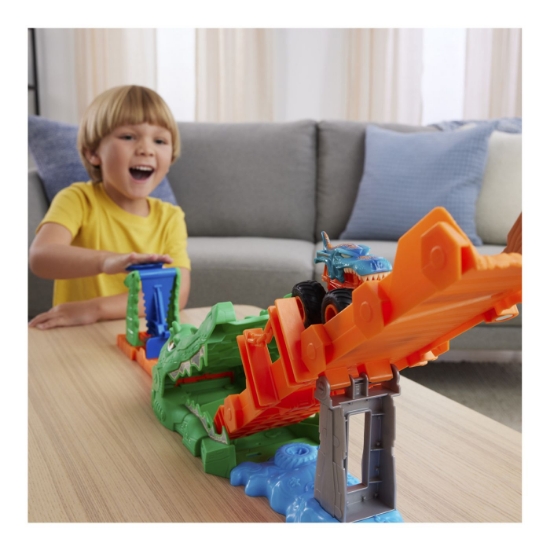 Imagine HOT WHEELS MONSTER TRUCK SET DE JOACA PROVOCAREA CROCODILULUI CU MASINUTA MEGA WREX