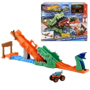 Imagine HOT WHEELS MONSTER TRUCK SET DE JOACA PROVOCAREA CROCODILULUI CU MASINUTA MEGA WREX