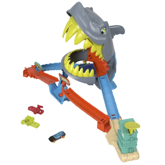 Imagine HOT WHEELS CITY PISTA DE CURSE PLAJA RECHINULUI CHOMP CU MASINUTA INCLUSA