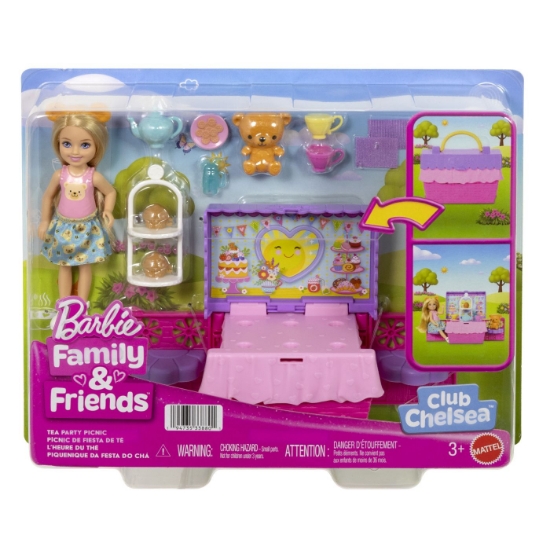 Imagine BARBIE FAMILY AND FRIENDS SET CLUBUL LUI CHELSEA PETRECERE CU CEAI SURPRIZA