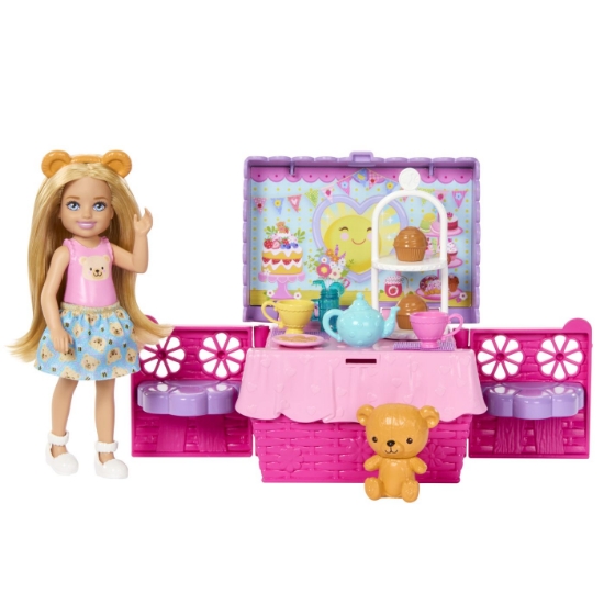 Imagine BARBIE FAMILY AND FRIENDS SET CLUBUL LUI CHELSEA PETRECERE CU CEAI SURPRIZA