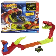 Imagine HOT WHEELS MONSTER TRUCK SET DE JOACA PISTA INVINGE SARPELE URIAS CU MASINUTA BONE SHAKER INCLUSA