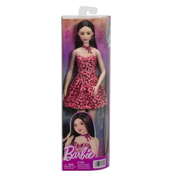 Imagine BARBIE FASHIONISTAS PAPUSA BARBIE BRUNETA CU ROCHIE LEOPARD ROZ