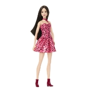 Imagine BARBIE FASHIONISTAS PAPUSA BARBIE BRUNETA CU ROCHIE LEOPARD ROZ
