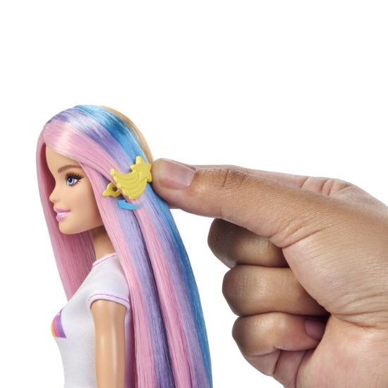 Imagine BARBIE SET PAPUSA BARBIE CU PAR STRALUCITOR CURCUBEU SI ACCESORII 