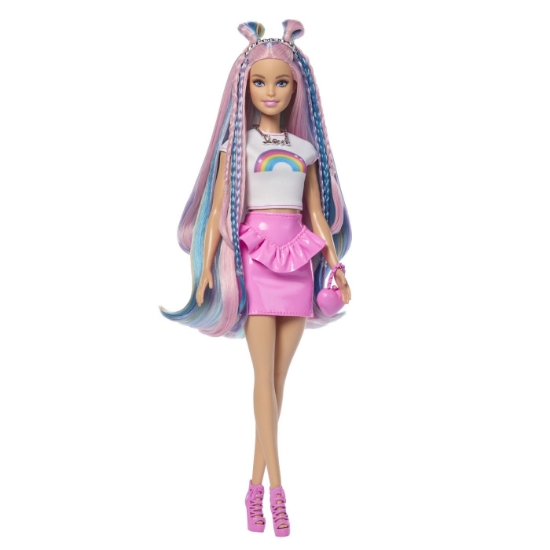 Imagine BARBIE SET PAPUSA BARBIE CU PAR STRALUCITOR CURCUBEU SI ACCESORII 