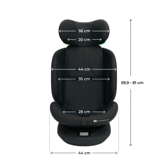Imagine SCAUN AUTO KINDERKRAFT I-GROW 2 I-SIZE 40-150 CM, BLACK