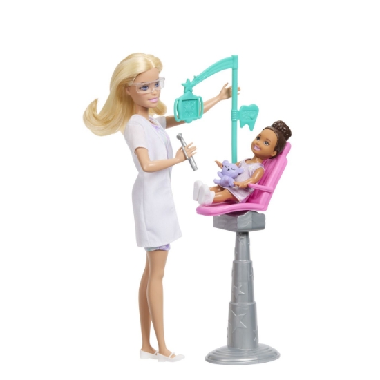 Imagine BARBIE SET DE JOACA PAPUSA BARBIE BLONDA FACE CARIERA DENTIST