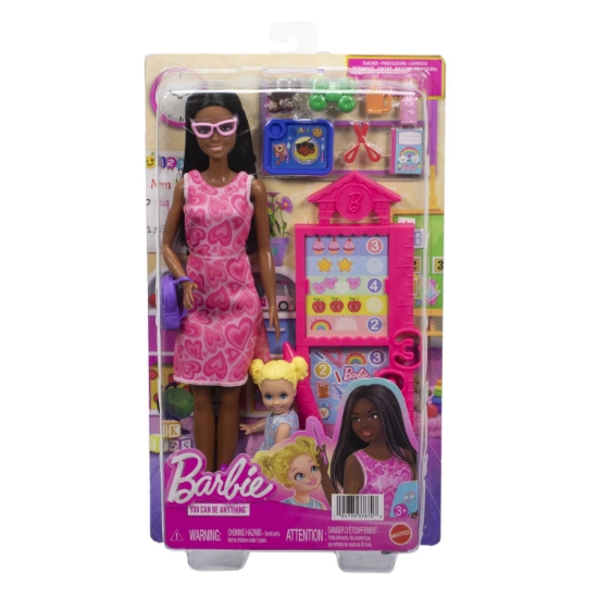 Imagine BARBIE SET DE JOACA PAPUSA BARBIE BRUNETA MULATRA FACE CARIERA PROFESOARA