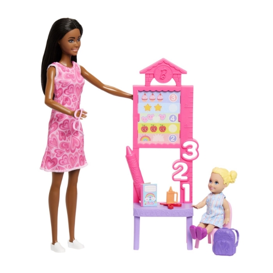 Imagine BARBIE SET DE JOACA PAPUSA BARBIE BRUNETA MULATRA FACE CARIERA PROFESOARA