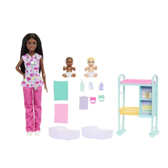 Imagine BARBIE SET DE JOACA PAPUSA BARBIE BRUNETA FACE CARIERA MEDIC PEDIATRU