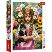 Imagine PUZZLE TREFL 1000 FATA CU PISICI