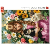 Imagine PUZZLE TREFL 1000 FATA CU PISICI