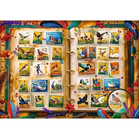 Imagine PUZZLE TREFL 1000 COLECTIA DE TIMBRE ATLASUL PASARILOR