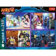 Imagine PUZZLE TREFL 4X250 NARUTO SHIPPUDEN AVENTURILE LUI NARUTO UZUMAKI 