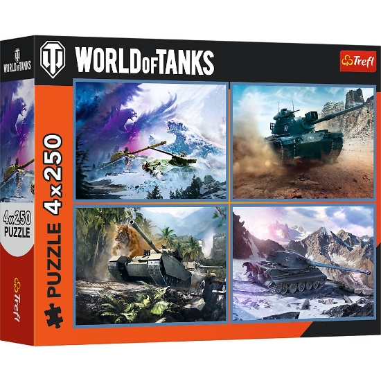 Imagine PUZZLE TREFL 4X250 WORLD OF TANKS BATALIE GROZAVA CU TANCURI