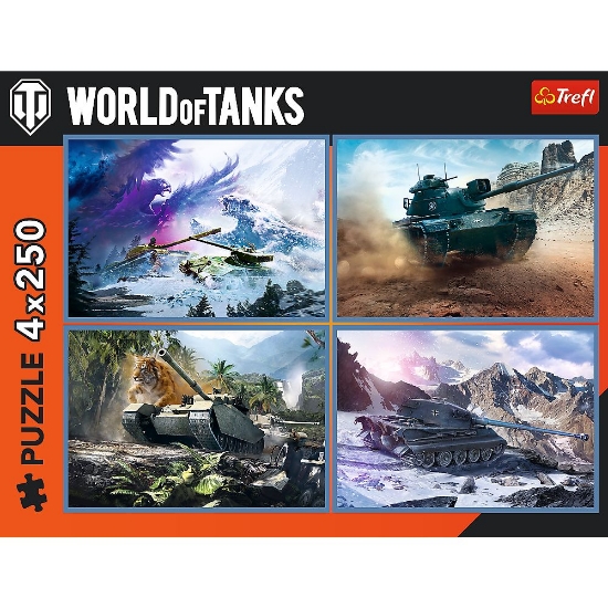 Imagine PUZZLE TREFL 4X250 WORLD OF TANKS BATALIE GROZAVA CU TANCURI