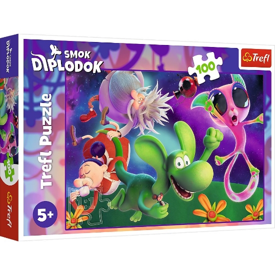 Imagine PUZZLE TREFL 100 DRAGONUL DIPLODOK SI PRIETENII SAI 