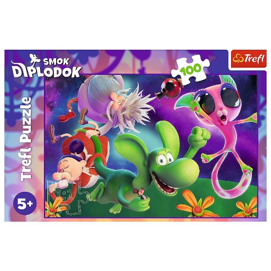 Imagine PUZZLE TREFL 100 DRAGONUL DIPLODOK SI PRIETENII SAI 