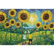 Imagine PUZZLE TREFL 100 FAMILIA TREFLIK INSPIRAT DE ARTA O PLIMBARE PRINTRE FLOAREA SOARELUI