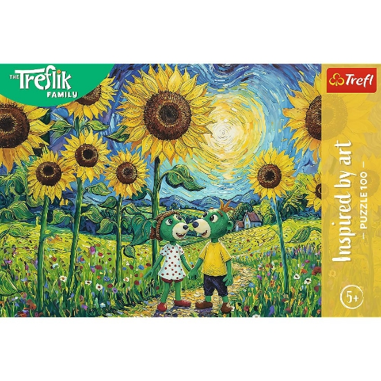 Imagine PUZZLE TREFL 100 FAMILIA TREFLIK INSPIRAT DE ARTA O PLIMBARE PRINTRE FLOAREA SOARELUI