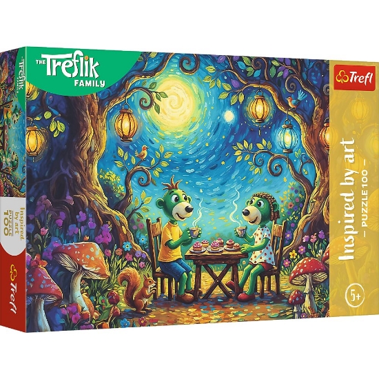Imagine PUZZLE TREFL 100 FAMILIA TREFLIK INSPIRAT DE ARTA INTALNIRE INTR-O CAFENEA