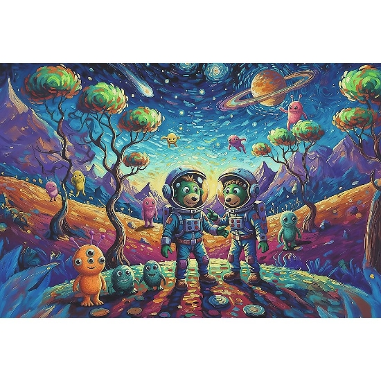 Imagine PUZZLE TREFL 100 FAMILIA TREFLIK INSPIRAT DE ARTA FANTEZII COSMICE