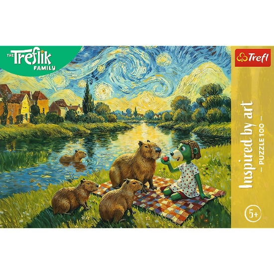 Imagine PUZZLE TREFL 100 FAMILIA TREFLIK INSPIRAT DE ARTA HRANIREA CAPIBARELOR