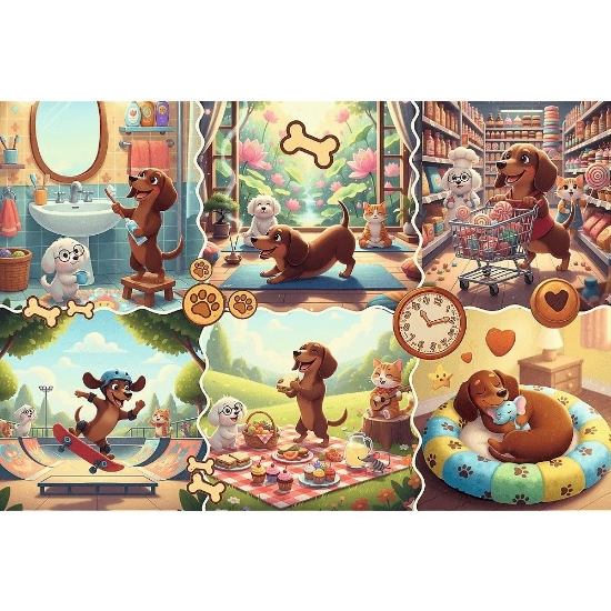 Imagine PUZZLE TREFL 100 O ZI LUNGA A UNUI TECKEL