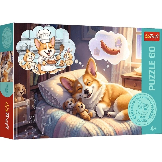 Imagine PUZZLE TREFL 60 CORGI IN TARAMUL VISELOR