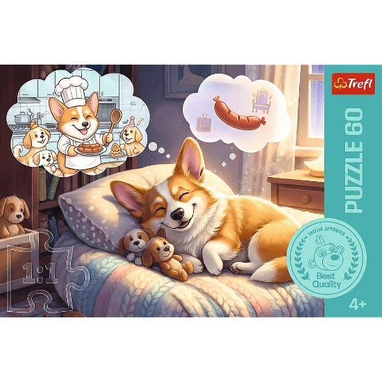 Imagine PUZZLE TREFL 60 CORGI IN TARAMUL VISELOR