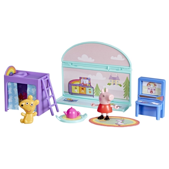 Imagine PEPPA PIG SET DE JOACA DORMITORUL LUI PEPPA CU FIGURINE SI SI ACCESORII