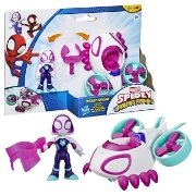 Imagine SPIDEY SI PRIETENII LUI UIMITORI MARVEL SET FIGURINA GHOST SPIDER SI VEHICUL COPTER 7.6CM
