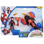 Imagine SPIDEY SI PRIETENII LUI UIMITORI MARVEL SET FIGURINA MILES SPIN MORALES SI VEHICUL TECHNO RACER 7.6CM