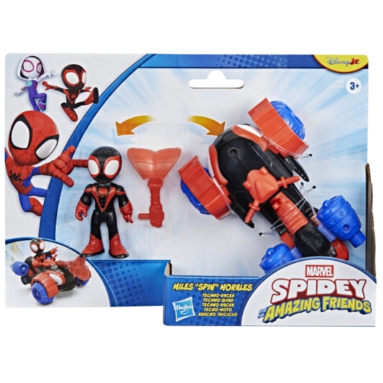 Imagine SPIDEY SI PRIETENII LUI UIMITORI MARVEL SET FIGURINA MILES SPIN MORALES SI VEHICUL TECHNO RACER 7.6CM