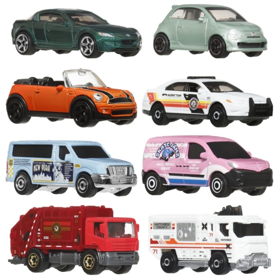 Imagine MATCHBOX SET 8 MASINUTE METALICE EXCLUSIV VAN UTILITAR FORD SCARA 1 LA 64
