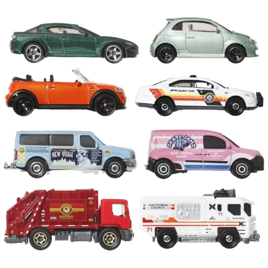 Imagine MATCHBOX SET 8 MASINUTE METALICE EXCLUSIV VAN UTILITAR FORD SCARA 1 LA 64