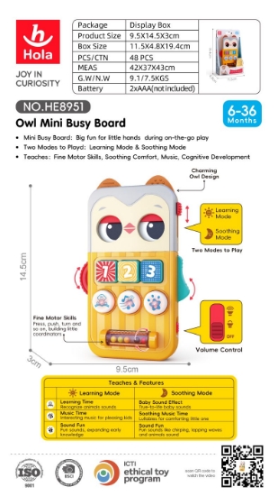 Imagine MINI TABLITA EDUCATIVA BUFNITA CU MUZICA SI LUMINI