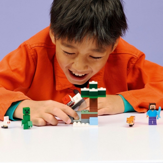 Imagine LEGO MINECRAFT AVENTURA DIN TAIGA A LUI STEVE 21583